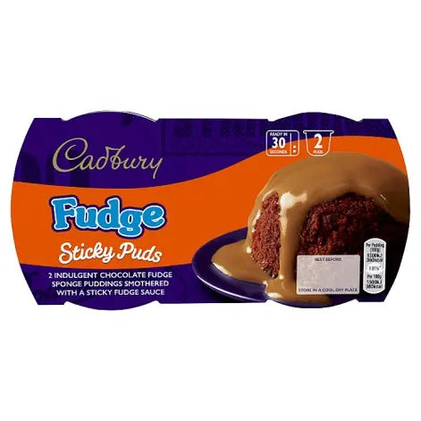 Sticky toffee puddings Cadbury Fudge Sponge Pudding 2 Pack x4
