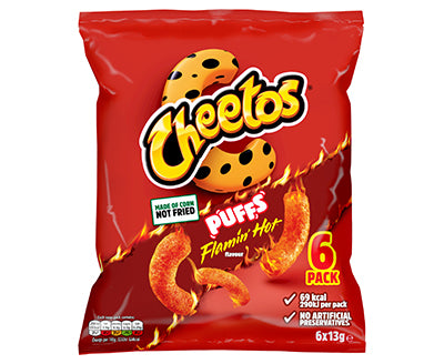 Cheetos Puffs Flamin Hot Multipack Snacks 6x13g x36