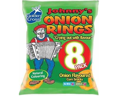 Golden Cross Johnnys Onion Rings Onion Flavour Maize Snacks 8 x 15g x 12