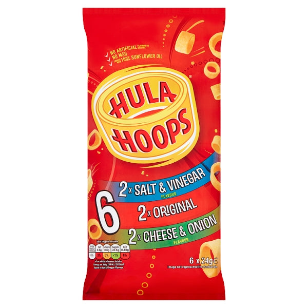 Hula Hoops Variety 6 Pack (24 g) box contains 30pcks