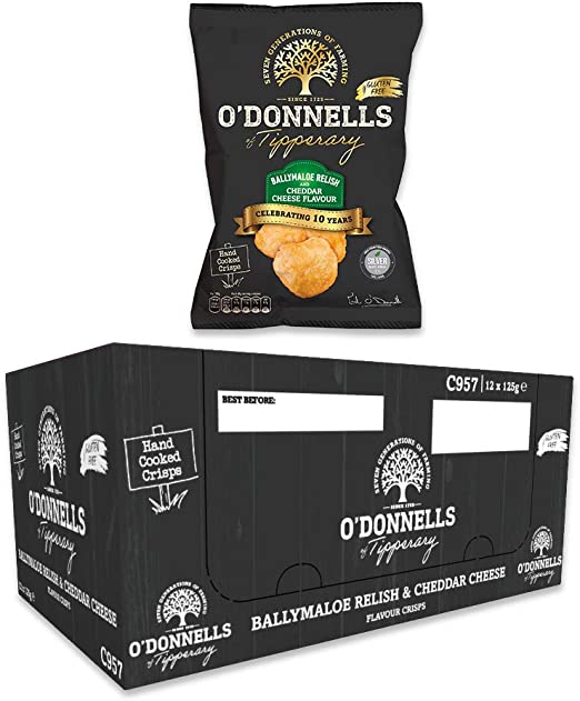 O'Donnells Ballymaloe Relish & Cheddar Cheese Flavour Potato Crisps, 32 x 47.5g