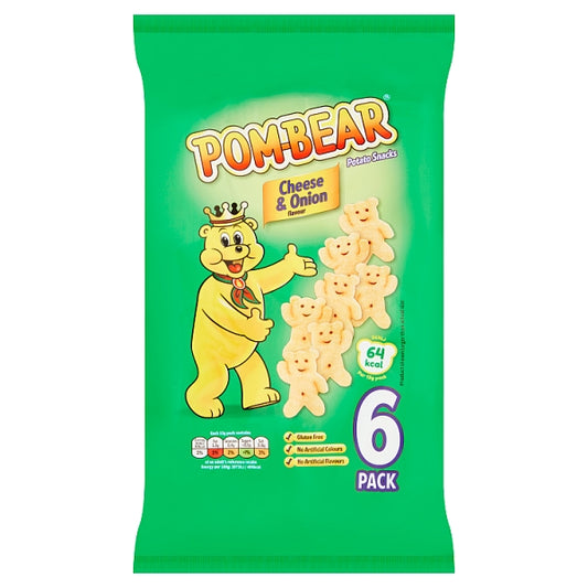 Pom-Bear Cheese and onion Crisps 6 Pack (78 g) x12