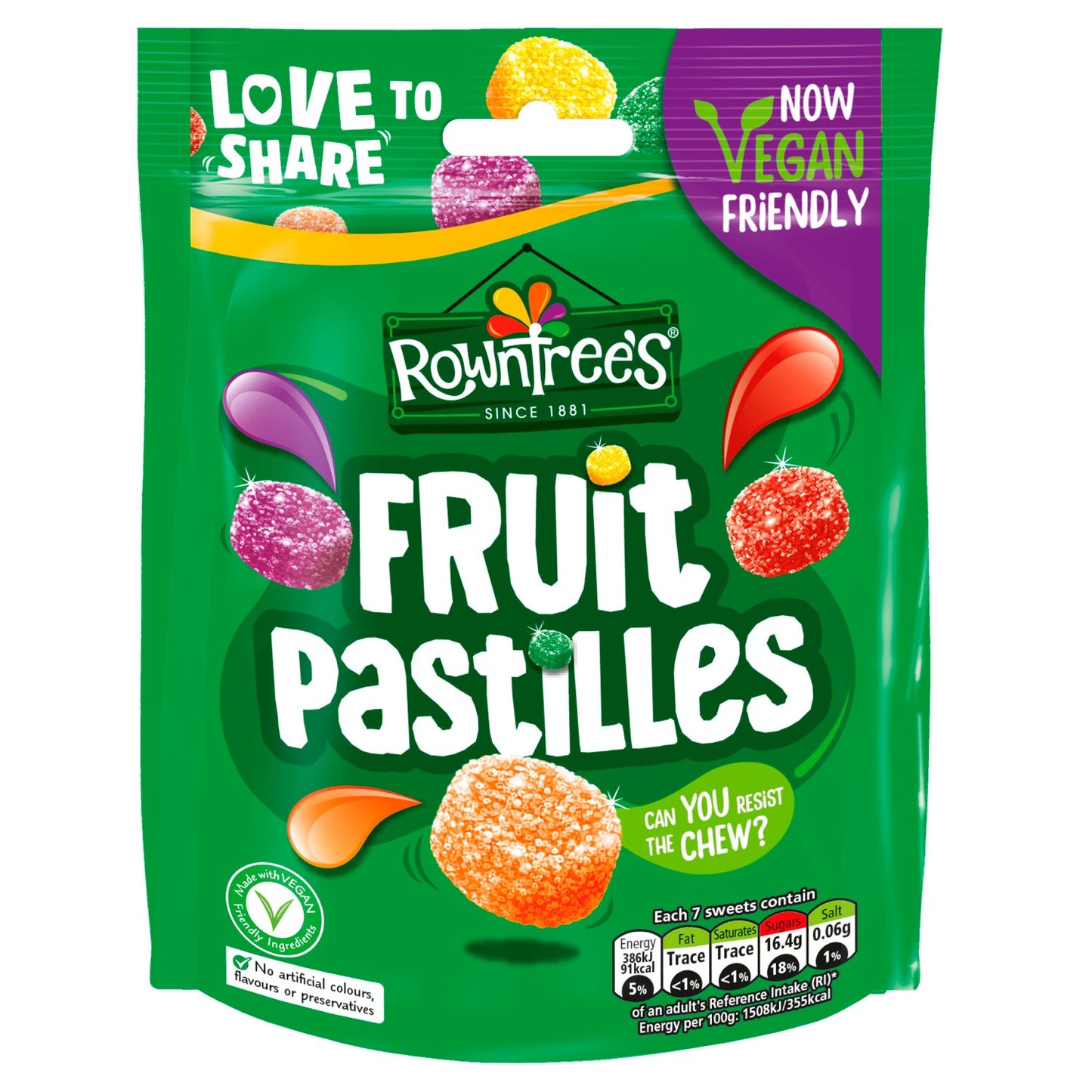 Fruit Pastilles Bags Rowntrees (Vegan) 143g x10
