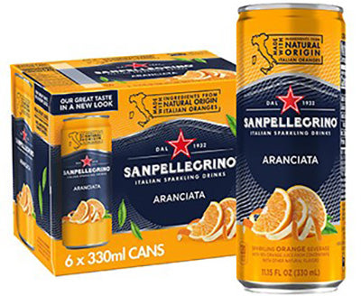 Sanpellegrino Sparkling Fruit Beverages Aranciata 6x33cl Can MP