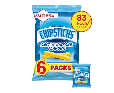 Smiths Chipsticks Salt & Vinegar Multipack Snacks 6x17g x8