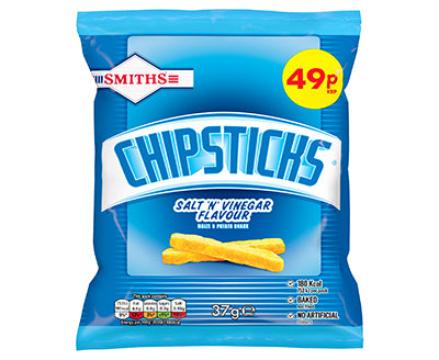 Smiths Chipsticks Salt & Vinegar Snacks 49p RRP PMP 37g x30