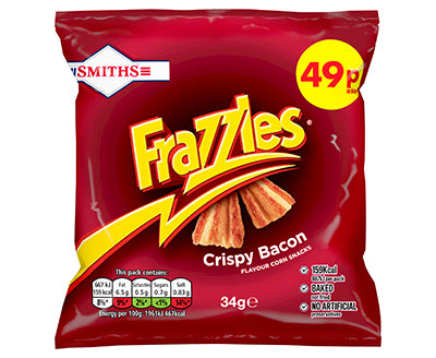 Smiths Frazzles Crispy Bacon Snacks Crisps 34gx30