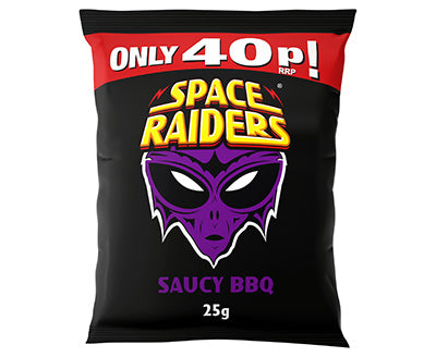 Space Raiders Saucy BBQ Flavour Cosmic Corn Snacks 25gx36