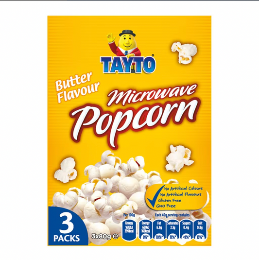 Tayto 3pk Microwave PopCorn Butter 240g X16