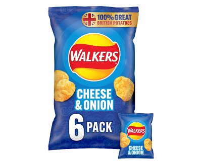 Walkers Cheese & Onion Flavour Crisps 6 x 25g x18