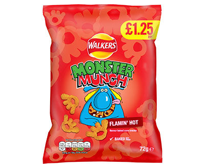 Walkers Monster Munch Flamin Hot Snacks ï¿½1.25 RRP PMP 72g