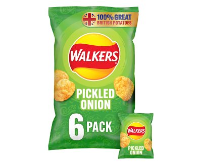 Walkers Pickled Onion Flavour Crisps 6 x 25gx12
