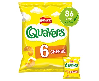 Walkers Quavers Light Curly Potato Snack Cheese Flavour 6 x 16g x12