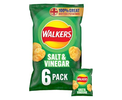 Walkers Salt & Vinegar Flavour Crisps 6 x 25g x18